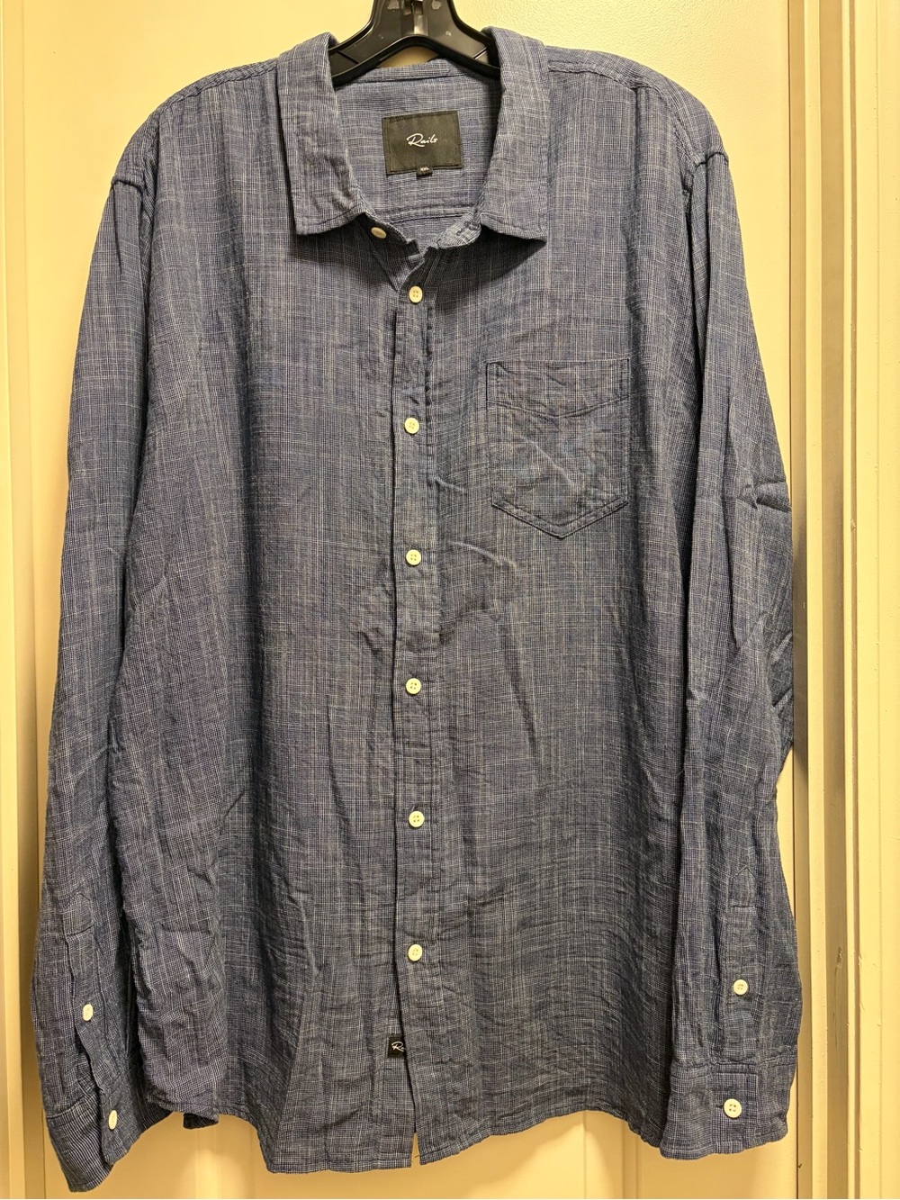 Rails Wyatt Button Down Shirt Mens XXL Navy Etch 100% Cotton Long Sleeve